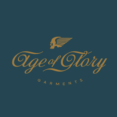 Vintage-inspired apparel prints and hand-lettered branding for Age of Glory France