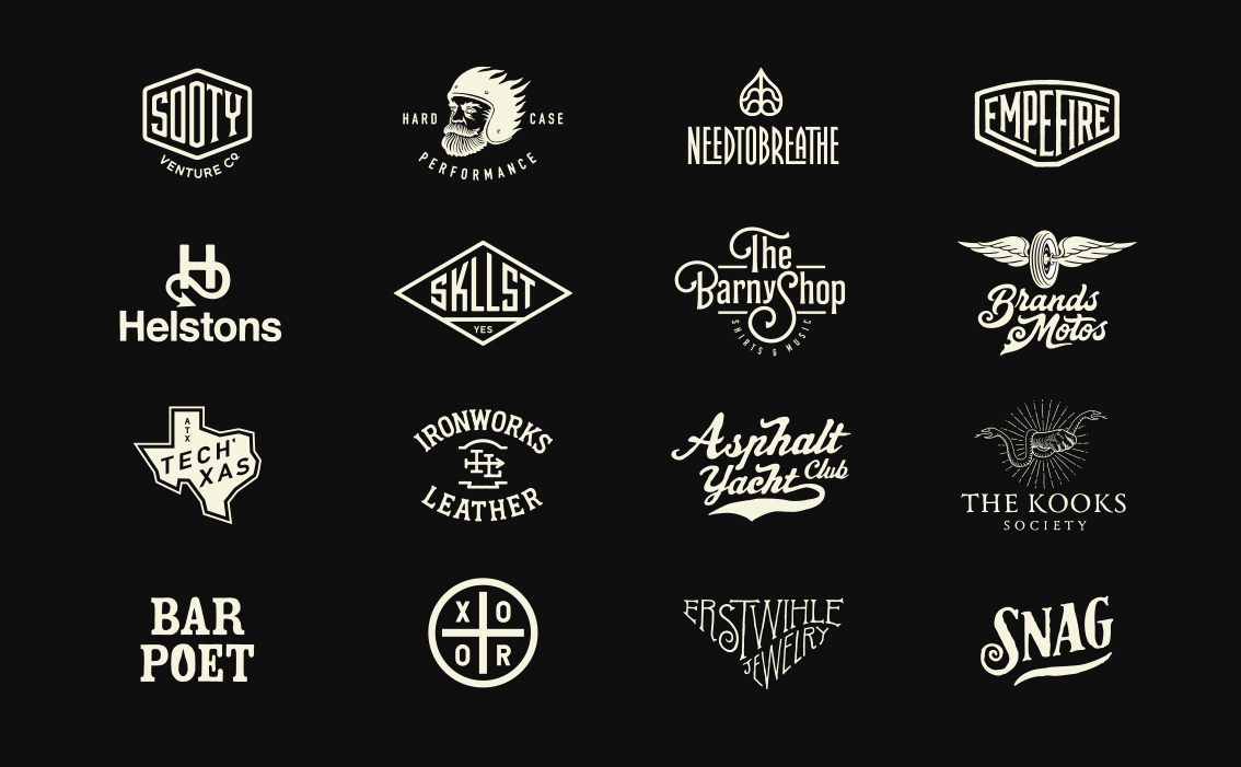 Master collection of bespoke hand-lettered logos and artisanal brand marks for international clients by BMD Design