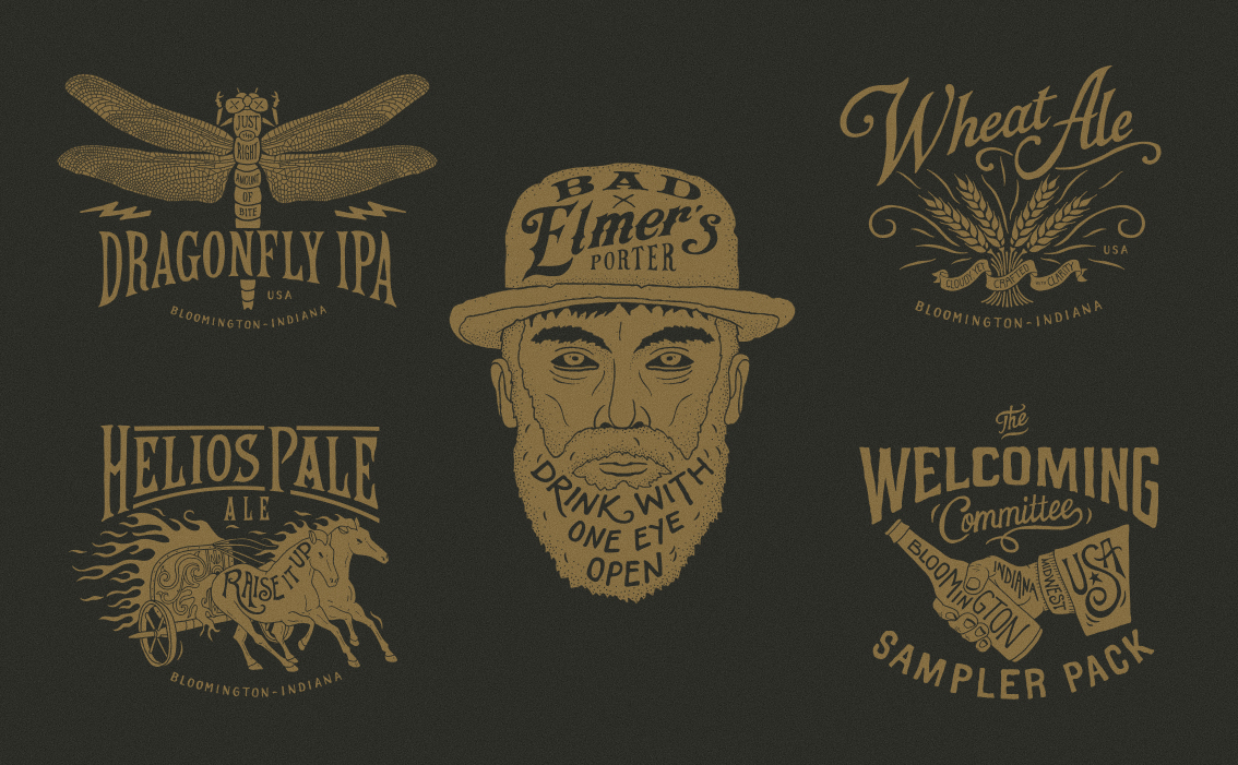 Traditional hand-drawn branding and outdoor heritage typography for Upland USA
