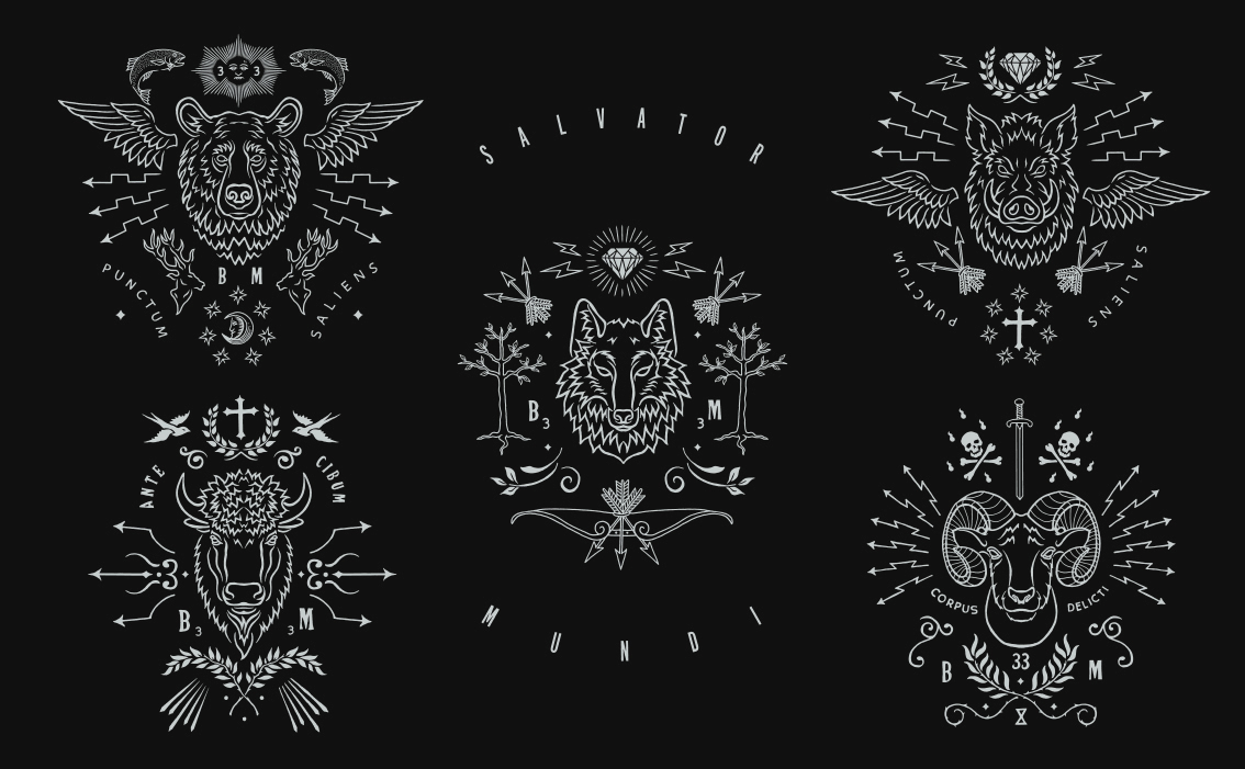 Vintage hand-drawn typeface design and beverage industry illustration for Salvator