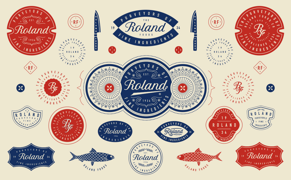Custom script lettering and specialized food industry branding for Roland Foods USA