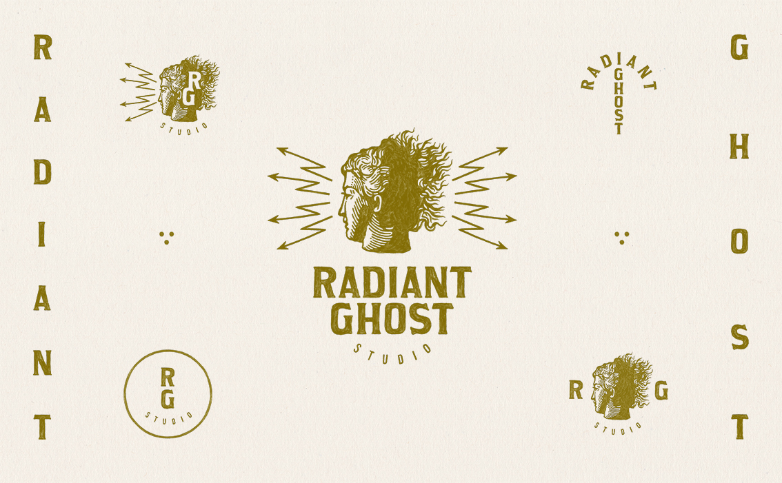 Bespoke mystical-themed branding and hand-inked logo design for Radiant Ghost USA