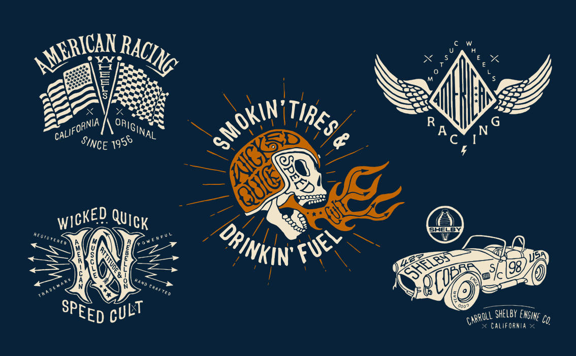 Vintage script hand lettering and artisanal apparel design for Wicked Quick USA