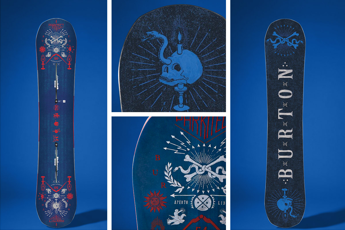 Burton Snowboards graphic deck snowboard artwork — full overview by BMD Design (Bruno Michaud), Bordeaux.