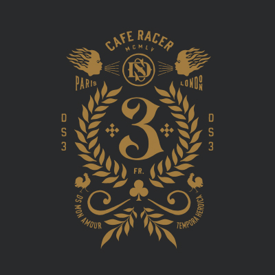 Limited edition vintage graphic design and custom branding for DS3 Citroën Café Racer France