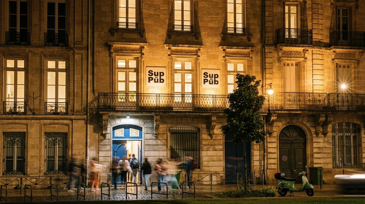 Graphic design exhibition at Sup de Pub school, Bordeaux — artisanal typography and illustration by BMD Design, 01.