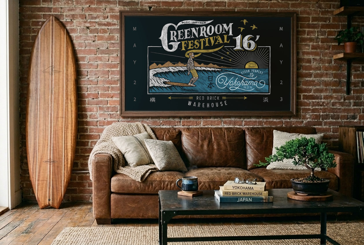 Greenroom Festival 2016 poster V2 — ocean culture illustration by BMD Design.