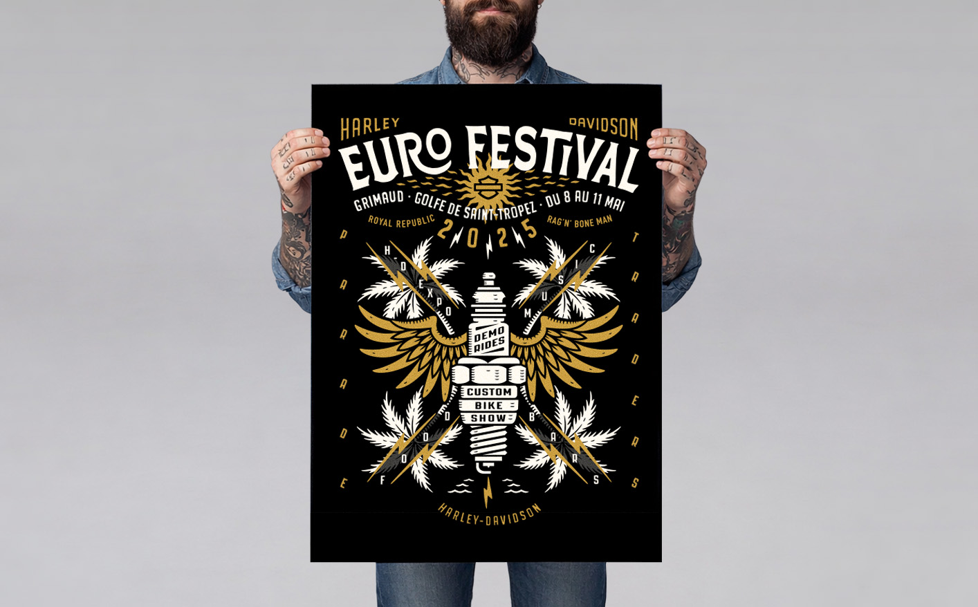 Official Harley-Davidson Euro Festival 2025 poster design by BMD Design Bordeaux.