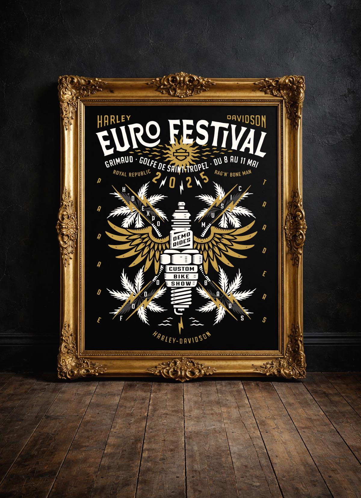 Custom lettering and heritage-style branding for the Harley-Davidson Euro Festival 2025 by BMD Design.