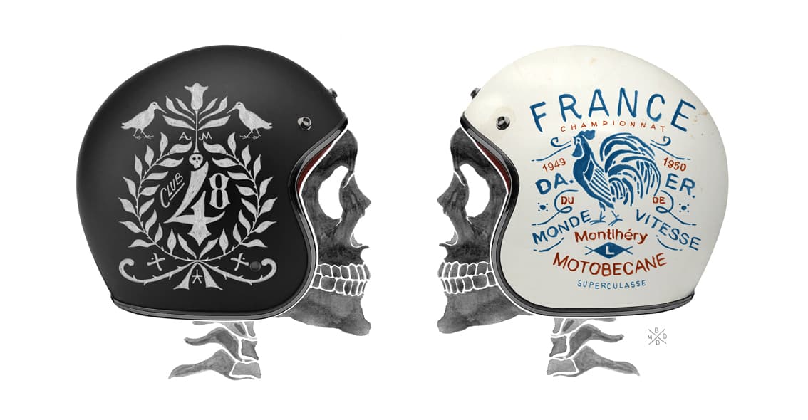 Premium helmet art and custom headwear design for luxury motorcycling and scrambler culture by BMD Design.