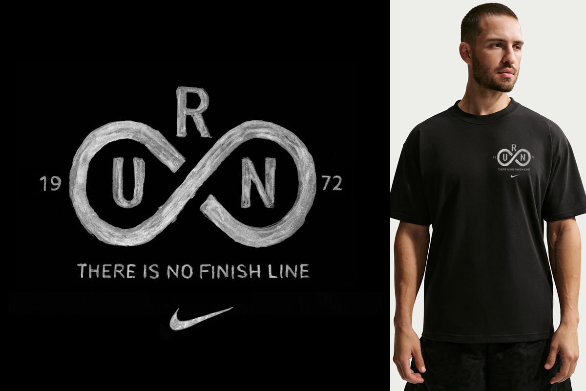 Nike hand lettering run graphic by BMD Design — custom artisanal typography for sportswear, athletic calligraphy for Nike running collections