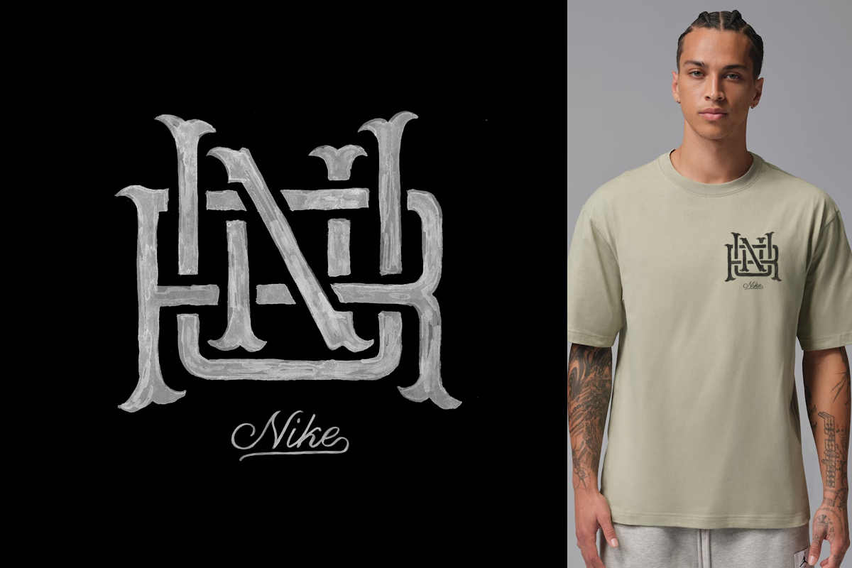 Nike hand-painted run artwork by BMD Design — expressive artisanal illustration for running apparel, sporting energy through brushwork