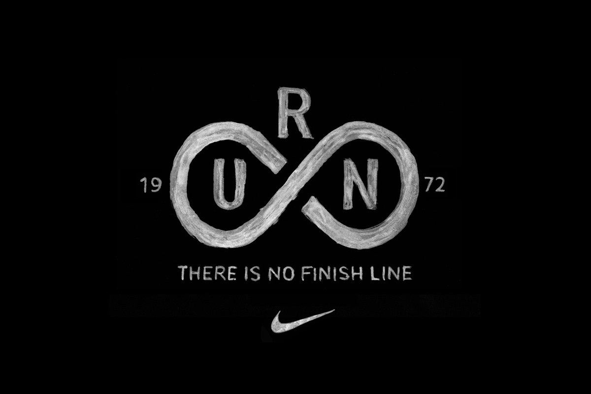 Nike hand lettering run graphic by BMD Design — custom artisanal typography for sportswear, athletic calligraphy for Nike running collections