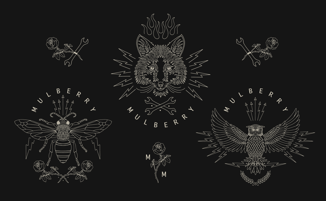 BMD Design, graphiste bordeaux, création logo pour Mulberry London, Lithographie