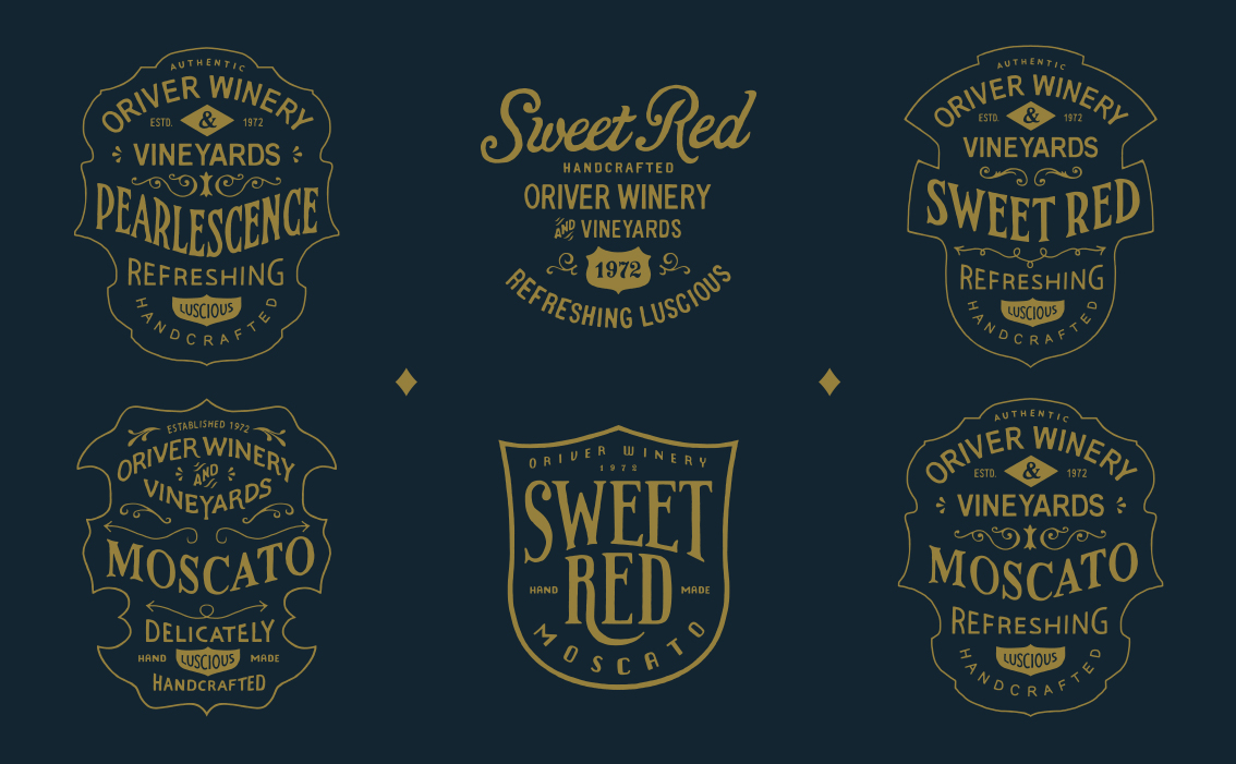 BMD Design, studio graphique bordeaux, création logo pour Hostetter England, étiquette de vin Rétro vintage