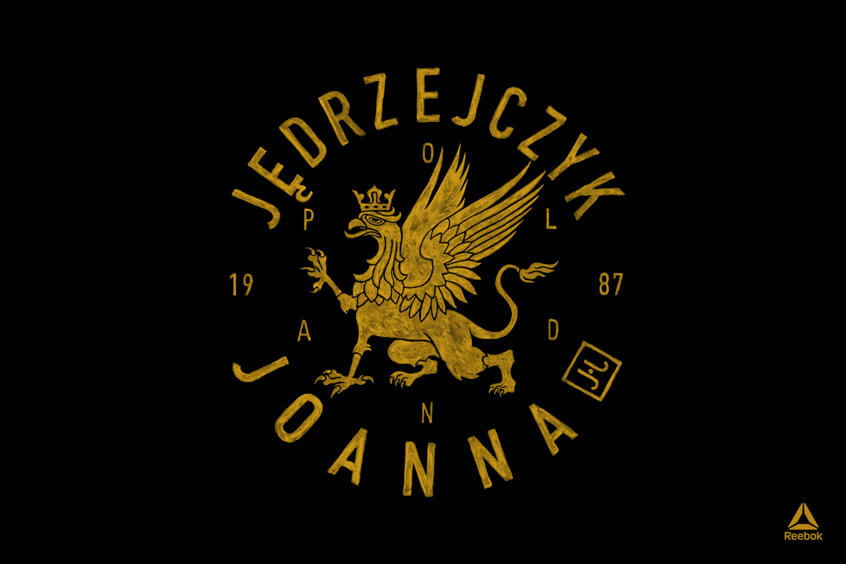 Reebok UFC Joanna Jędrzejczyk apparel design — hand-painted brush illustration by BMD Design for Reebok UFC limited edition collection, artisanal MMA graphic