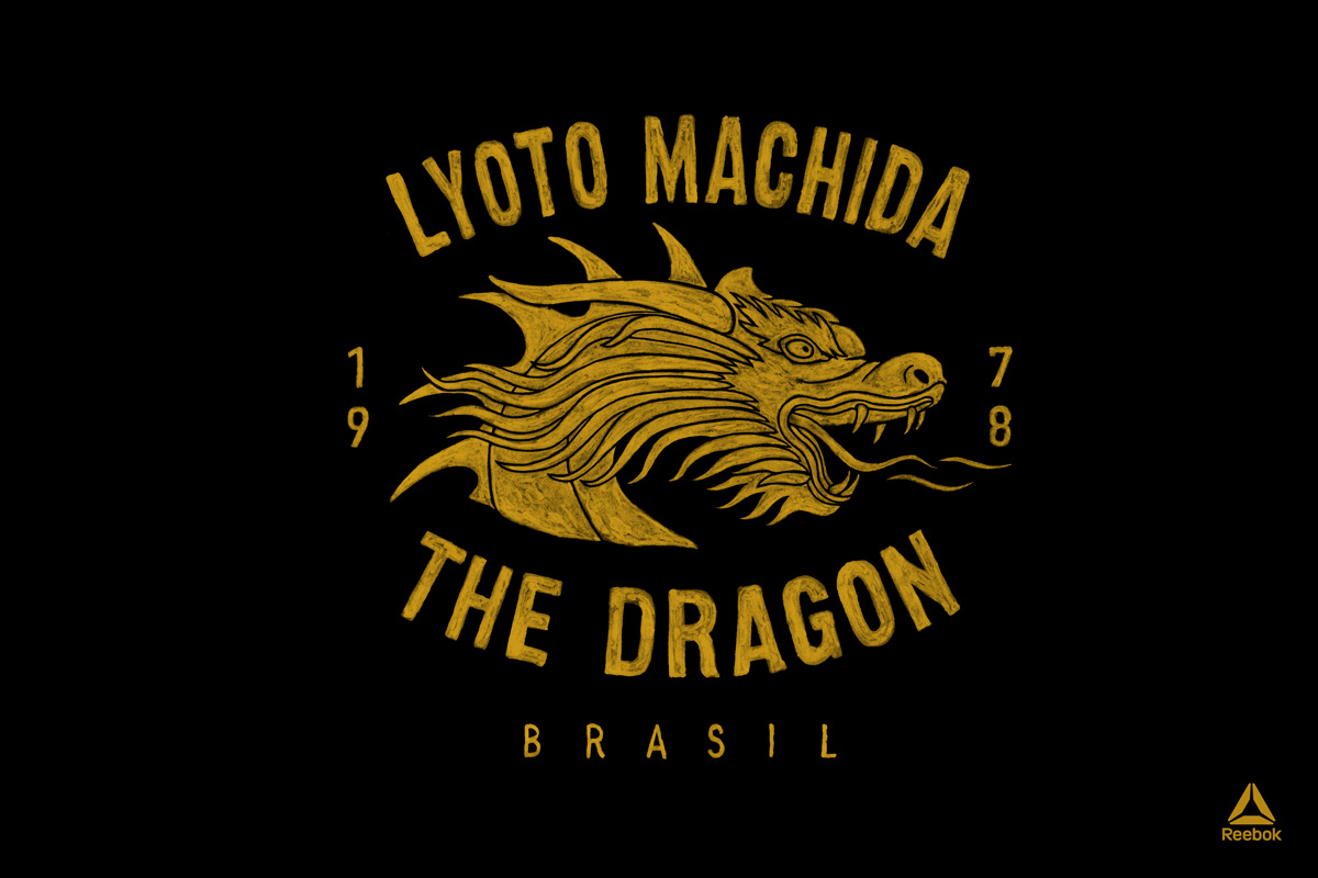 Reebok UFC Lyoto Machida apparel design — hand-painted brush illustration by BMD Design for Reebok UFC limited edition collection, artisanal MMA graphic