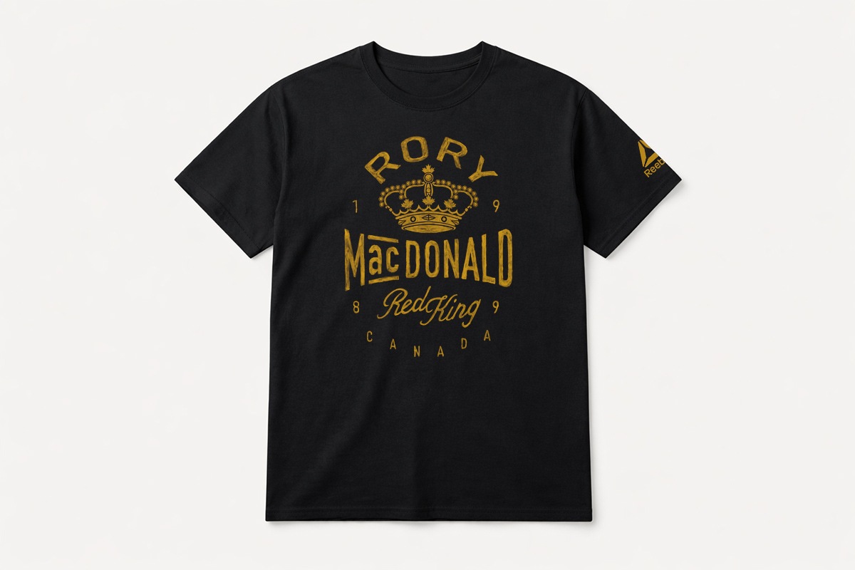 Reebok UFC Rory MacDonald second apparel graphic — bold brush-painting by BMD Design, hors collection capsule MMA fighter tribute