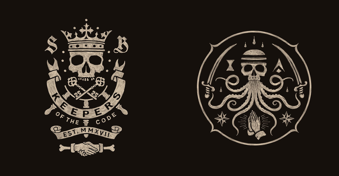 Unique series of 50+ hand-painted pirate art and pirate symbols for Ubisoft by BMD Design.