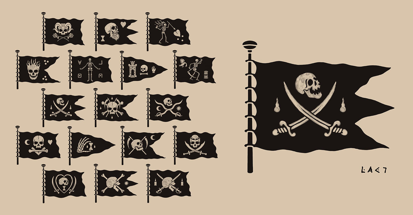 Custom Jolly Roger pirate flag and pirate logo illustration by bmd-design. Bespoke artwork for pirates.