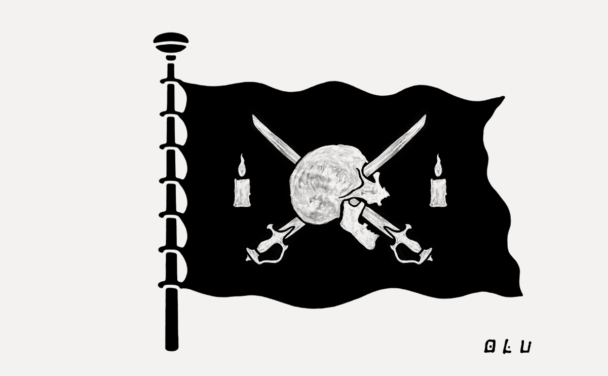 Pirate flag — Crossed Jolly Roger Blackbeard, hand-painted by BMD Design for Ubisoft
