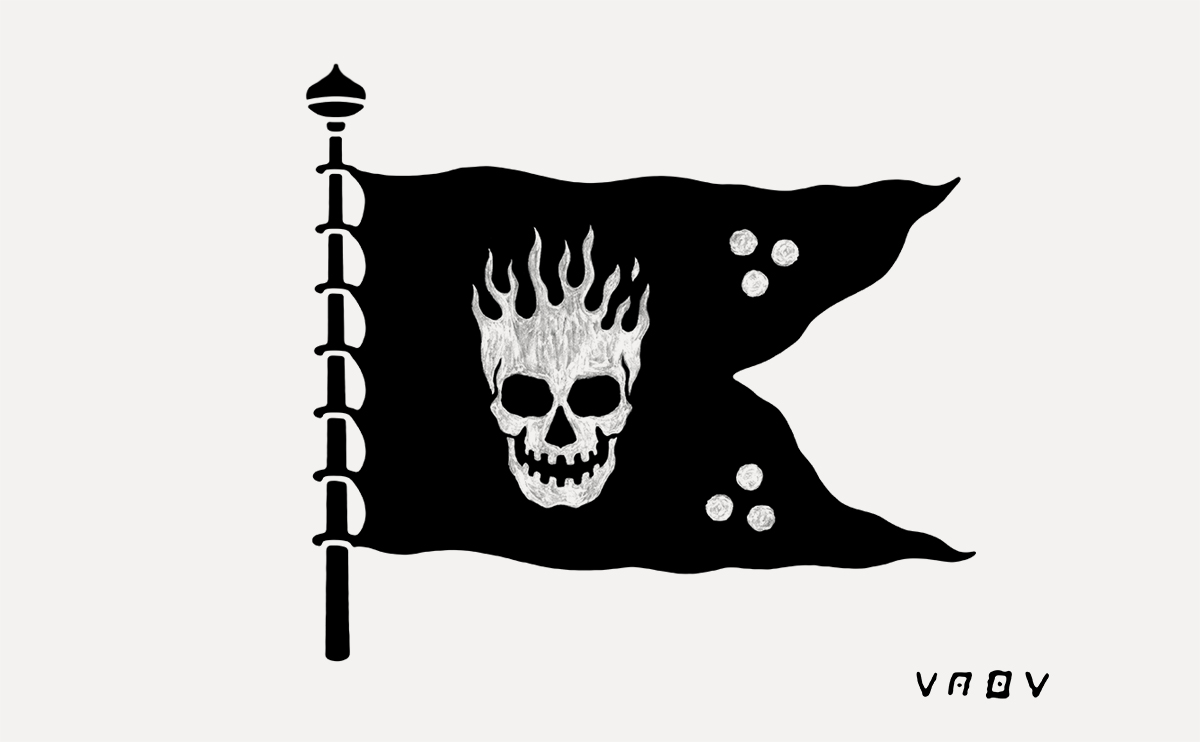 Jolly Roger pirate flag design — original hand-painted artwork by BMD Design Bordeaux