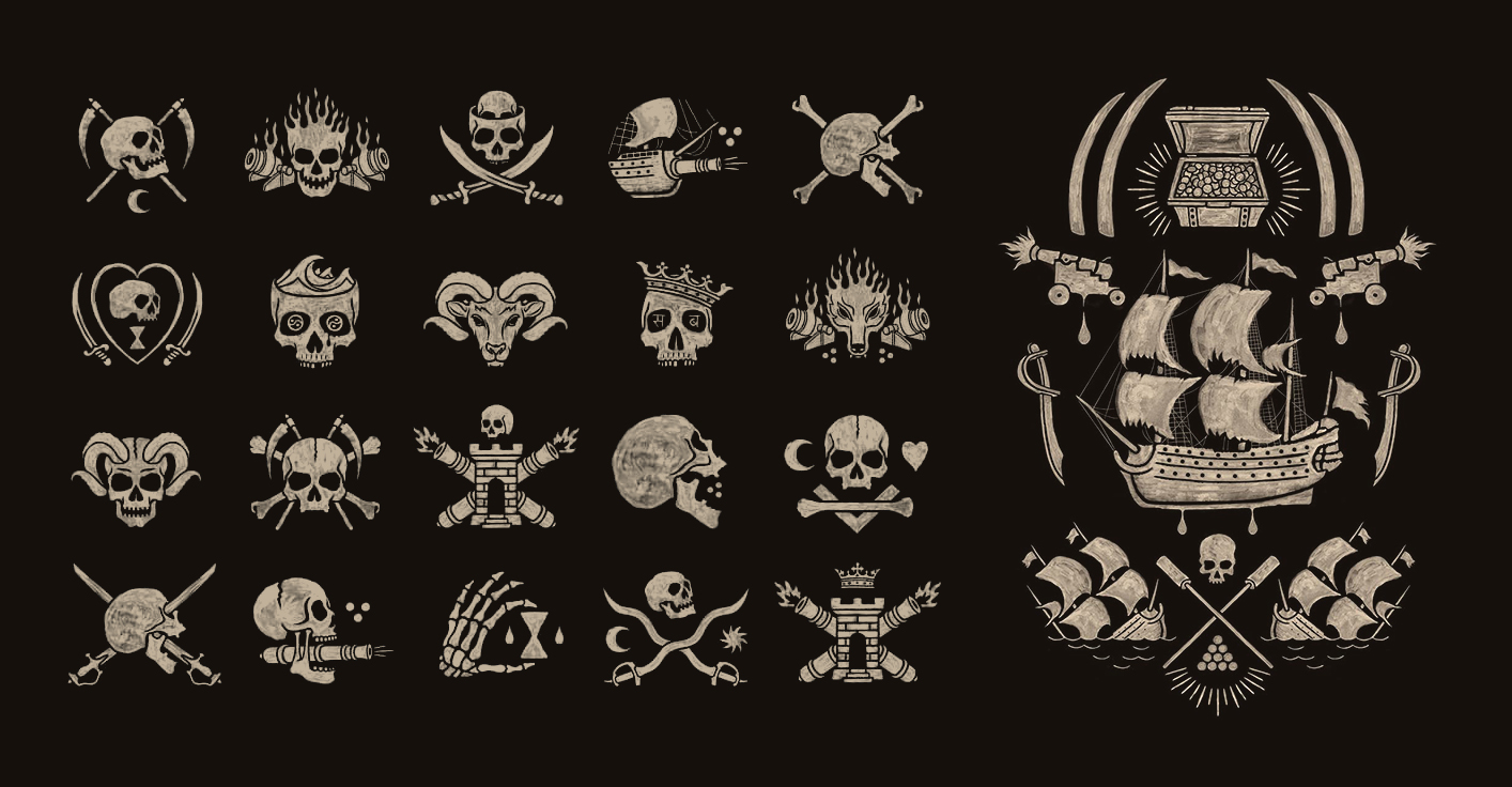 Premium pirate logo iconography and authentic pirate brand positioning by bmd-design.