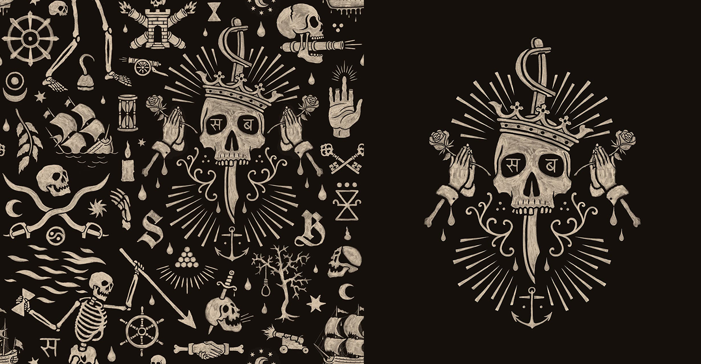 Artisan brush-ink pirate symbol and emblem design for Ubisoft Skull & Bones by BMD Design.