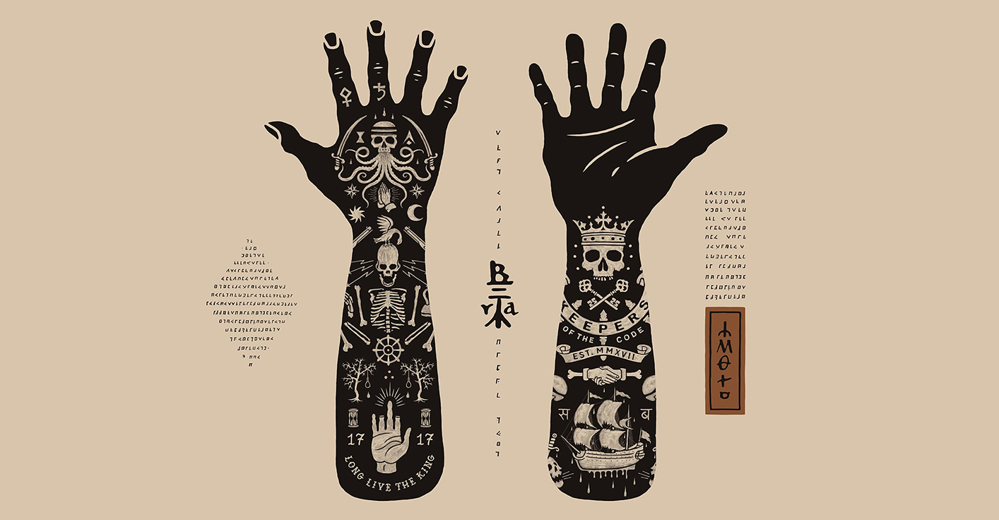 Authentic 17th-century inspired pirate ship graphic composition and pirate art by bmd-design.