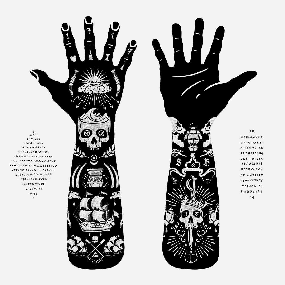 Pirate flag history — tattoo-style ink illustration by BMD Design for Ubisoft